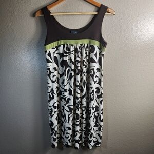 En Focus Studio Womens |8| Y2K Brown/Ivory/Lime Green Tank Shift Dress